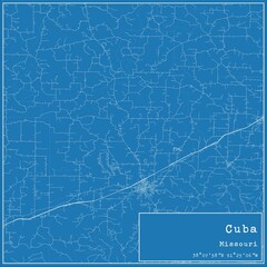 Obraz premium Blueprint US city map of Cuba, Missouri.