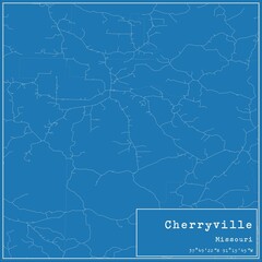 Obraz premium Blueprint US city map of Cherryville, Missouri.