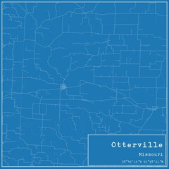 Blueprint US city map of Otterville, Missouri.