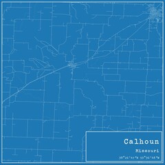 Blueprint US city map of Calhoun, Missouri.