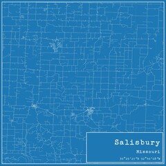 Blueprint US city map of Salisbury, Missouri. - obrazy, fototapety, plakaty