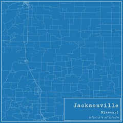 Fototapeta premium Blueprint US city map of Jacksonville, Missouri.