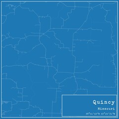 Blueprint US city map of Quincy, Missouri.