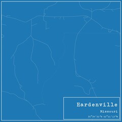 Blueprint US city map of Hardenville, Missouri.