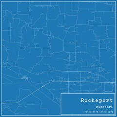 Blueprint US city map of Rocheport, Missouri.