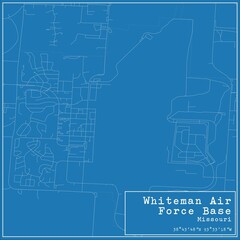 Blueprint US city map of Whiteman Air Force Base, Missouri.