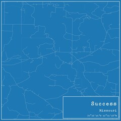Fototapeta premium Blueprint US city map of Success, Missouri.