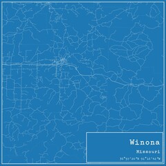 Obraz premium Blueprint US city map of Winona, Missouri.