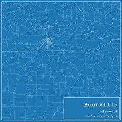 Blueprint US city map of Boonville, Missouri.