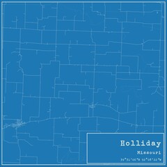 Blueprint US city map of Holliday, Missouri.