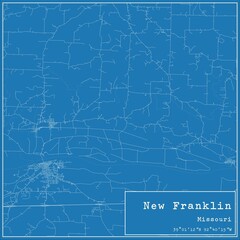Blueprint US city map of New Franklin, Missouri.