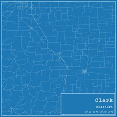 Blueprint US city map of Clark, Missouri.