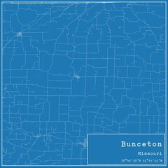 Blueprint US city map of Bunceton, Missouri.