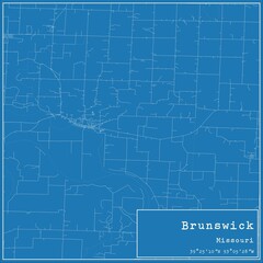 Blueprint US city map of Brunswick, Missouri.