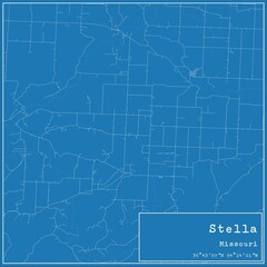 Blueprint US city map of Stella, Missouri. - obrazy, fototapety, plakaty