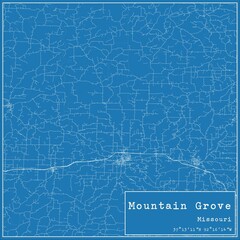 Blueprint US city map of Mountain Grove, Missouri.