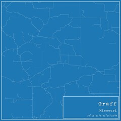 Obraz premium Blueprint US city map of Graff, Missouri.