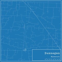 Obraz premium Blueprint US city map of Dunnegan, Missouri.