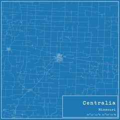 Blueprint US city map of Centralia, Missouri.