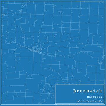 Blueprint US city map of Brunswick, Missouri.