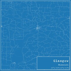 Blueprint US city map of Glasgow, Missouri.