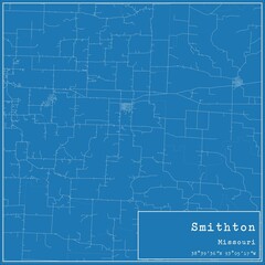 Blueprint US city map of Smithton, Missouri.