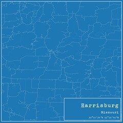 Blueprint US city map of Harrisburg, Missouri.