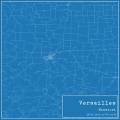 Blueprint US city map of Versailles, Missouri. - obrazy, fototapety, plakaty