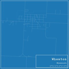 Obraz premium Blueprint US city map of Wheaton, Missouri.