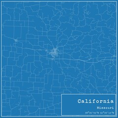 Blueprint US city map of California, Missouri.