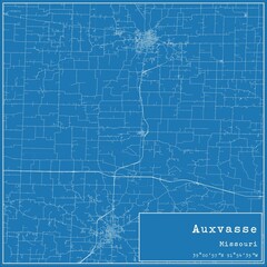 Blueprint US city map of Auxvasse, Missouri.