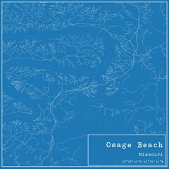 Blueprint US city map of Osage Beach, Missouri.