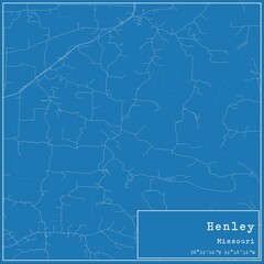 Blueprint US city map of Henley, Missouri.
