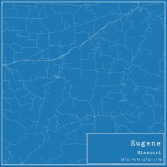 Blueprint US city map of Eugene, Missouri.