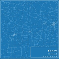 Blueprint US city map of Bland, Missouri.
