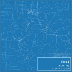 Obraz premium Blueprint US city map of Noel, Missouri.