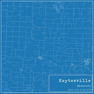 Blueprint US city map of Keytesville, Missouri.