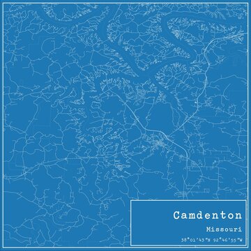 Blueprint US city map of Camdenton, Missouri.