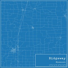 Obraz premium Blueprint US city map of Ridgeway, Missouri.