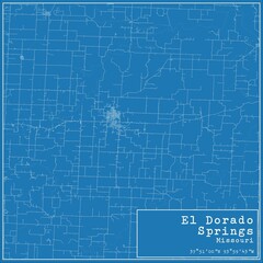 Blueprint US city map of El Dorado Springs, Missouri.