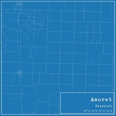 Blueprint US city map of Amoret, Missouri.