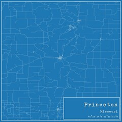 Blueprint US city map of Princeton, Missouri.