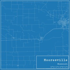 Blueprint US city map of Mooresville, Missouri.