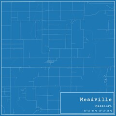 Obraz premium Blueprint US city map of Meadville, Missouri.