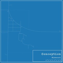 Blueprint US city map of Conception, Missouri.