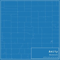Blueprint US city map of Amity, Missouri.