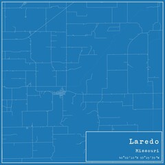 Blueprint US city map of Laredo, Missouri.