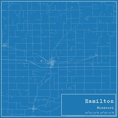 Blueprint US city map of Hamilton, Missouri.