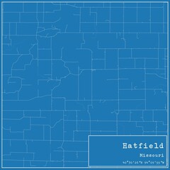 Blueprint US city map of Hatfield, Missouri.