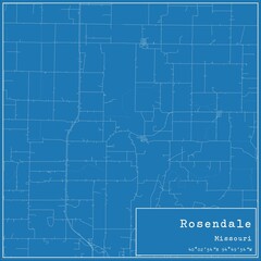 Blueprint US city map of Rosendale, Missouri.